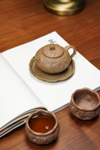 紫砂七老花器泰斗蒋蓉唯一传人佳作【龙吟供春套组壶】原矿极品黄金段柴烧·220cc