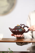 蒋艺华大师·重器传承·紫砂七老花器泰斗蒋蓉唯一传人佳作【上合桃壶】原矿极品底槽清·550cc