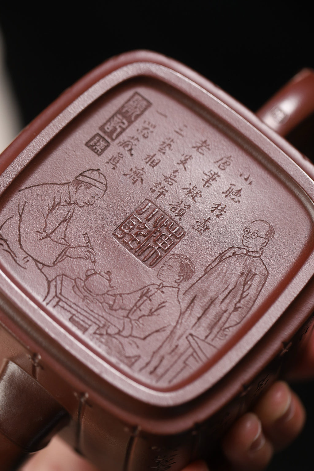 《竹简套组》 泥料：一厂老紫泥 容量：380cc 陈小听（当代壶艺泰斗、从艺68年）