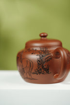 杨喜雨🐴马年新品【中华神刀·刀笔传魂】紫砂界陶刻圣手艺术臻品《云钟壶》原矿极品底槽清·230cc