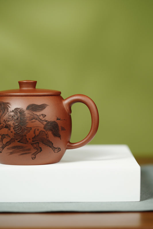 杨喜雨🐴马年新品【中华神刀·刀笔传魂】紫砂界陶刻圣手艺术臻品《巨轮壶》原矿极品底槽清·170cc