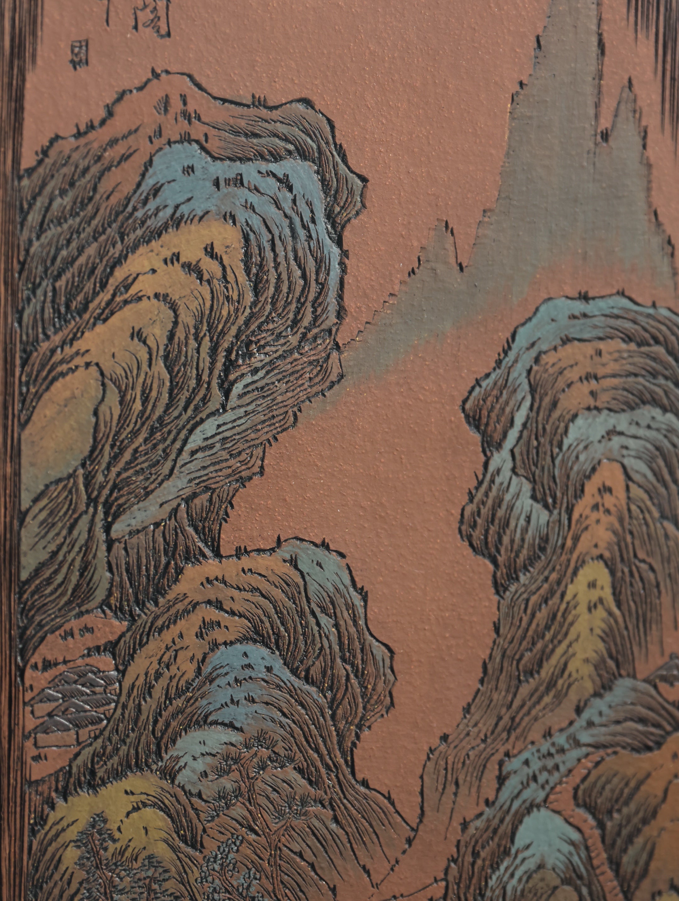 李峰大师 | 紫砂界特色彩刻开创艺术家精刻《山水陶板画》巨匠背书：双国大师吴鸣嫡传·彩刻开创者
