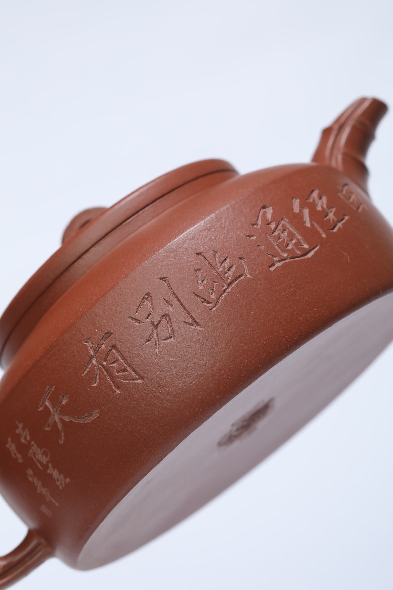 李峰大师 | 紫砂界特色彩刻开创艺术家精刻《节节高升壶》原矿极品底槽青·260cc