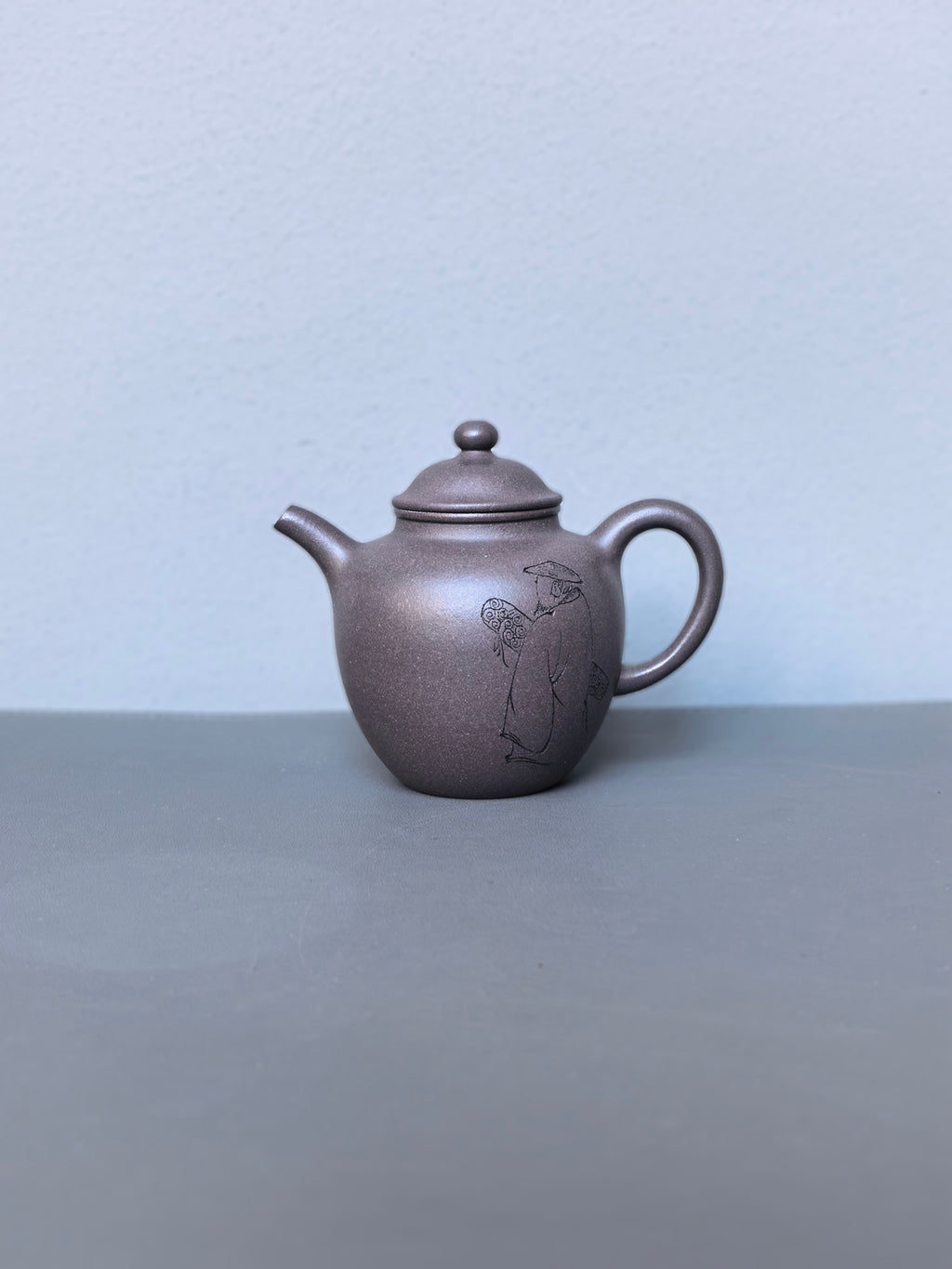 省大师吴培林高徒·工艺师王雅丽制【 橄榄壶 】原矿大水潭天青泥·180cc12
