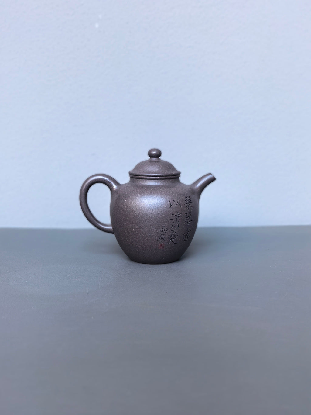 省大师吴培林高徒·工艺师王雅丽制【 橄榄壶 】原矿大水潭天青泥·180cc12