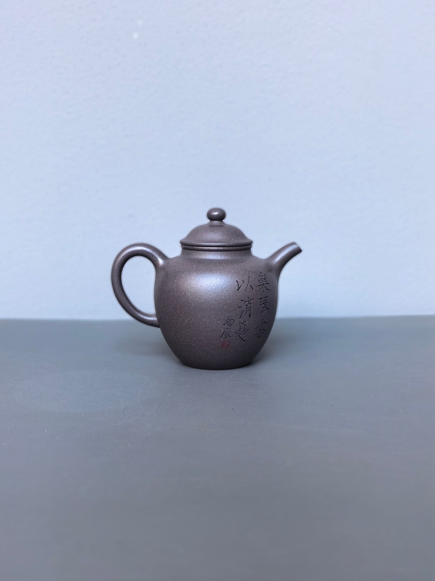 省大师吴培林高徒·工艺师王雅丽制【 橄榄壶 】原矿大水潭天青泥·180cc12