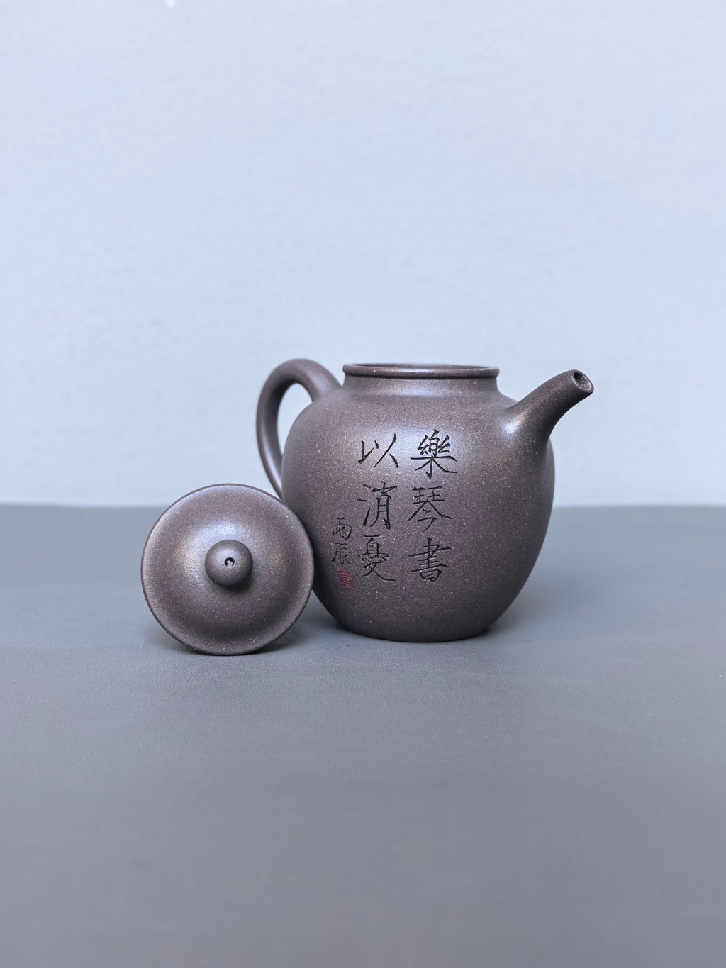 省大师吴培林高徒·工艺师王雅丽制【 橄榄壶 】原矿大水潭天青泥·180cc12