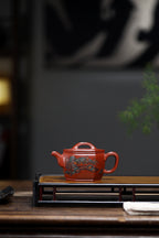 李峰大师 | 紫砂界特色彩刻开创艺术家精刻《六方汉瓦壶》原矿极品底槽清·200cc