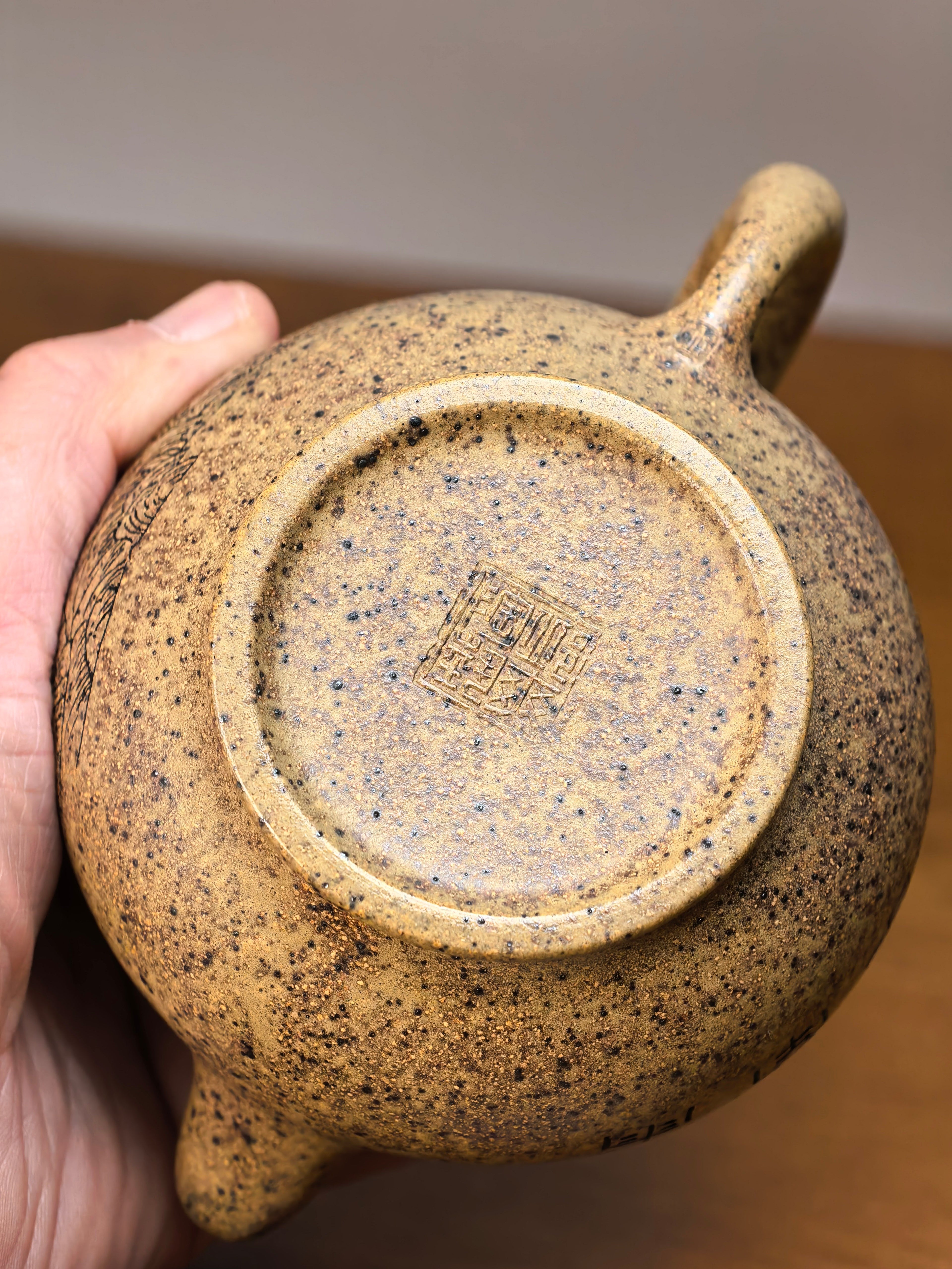 范泽锋嫡传·省大师邱爽紫砂潜力重器【道洪掇只壶】原矿优质本山绿泥柴烧·300cc