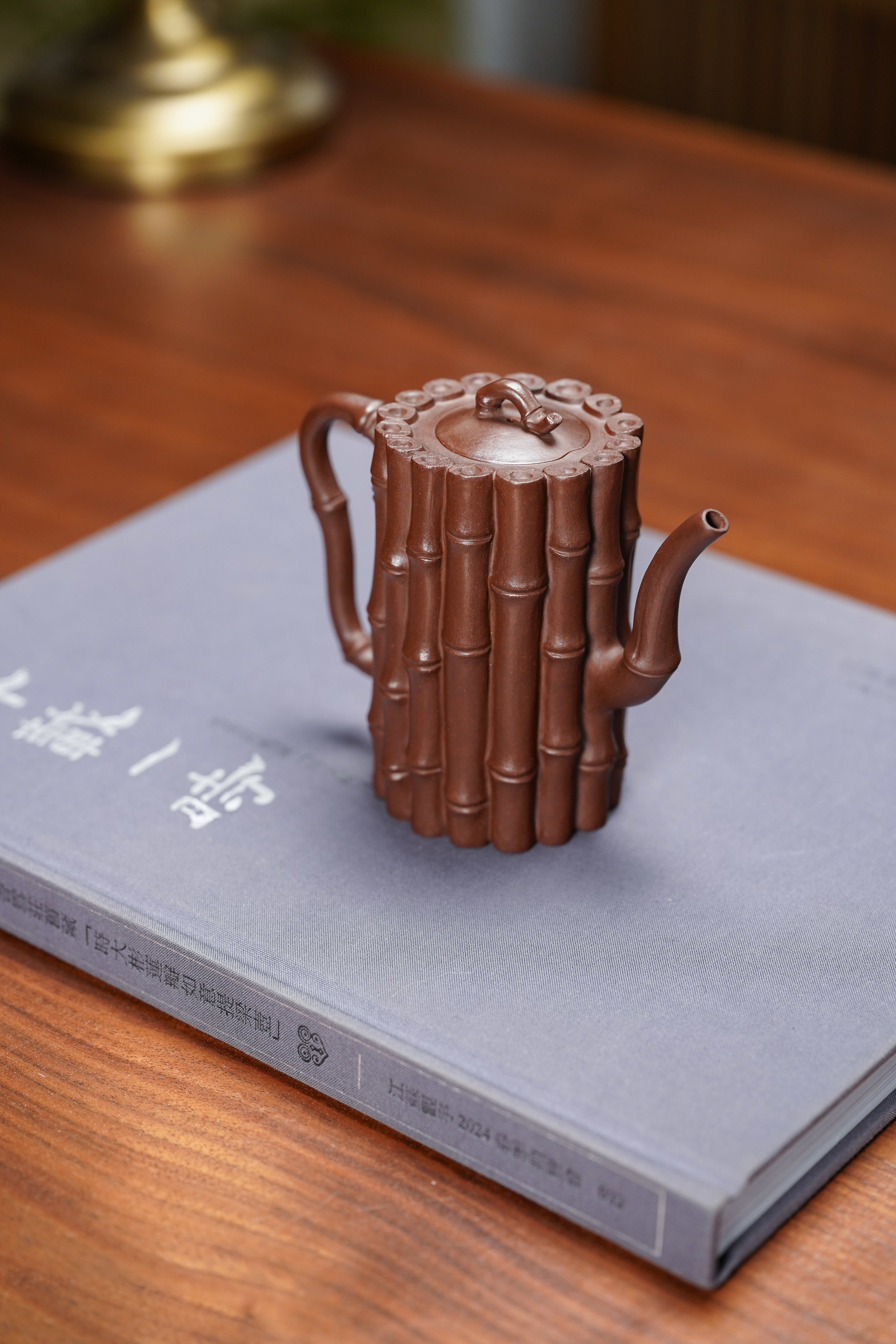 蒋艺华大师·重器传承·紫砂七老花器泰斗蒋蓉·唯一传人佳作【节节高升壶】原矿极品老紫泥·220cc