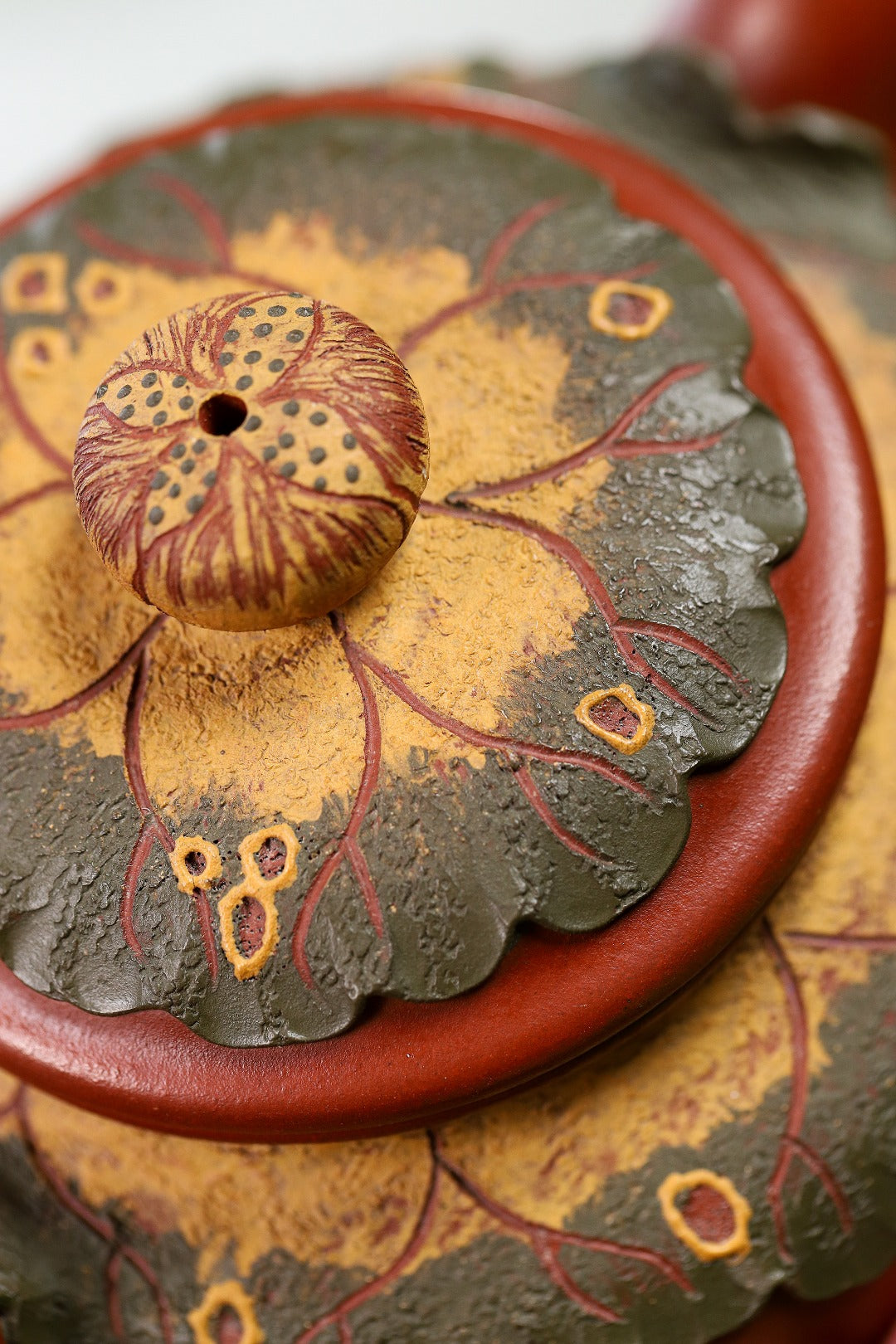 珍藏送礼级紫砂重器｜高级工艺美术师·许时娟 亲制【仿古套组壶】极品红清水泥·320cc