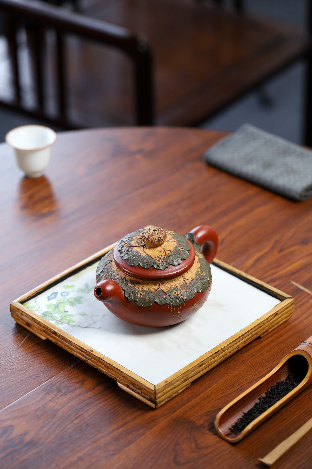 珍藏送礼级紫砂重器｜高级工艺美术师·许时娟 亲制【仿古套组壶】极品红清水泥·320cc