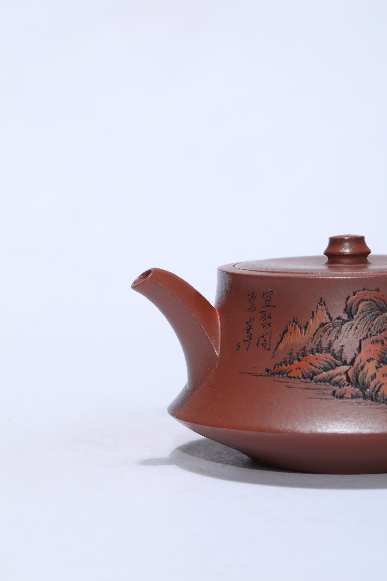 李峰大师 | 紫砂界特色彩刻开创艺术家精刻《柱础壶》原矿优质极品底槽青·260cc