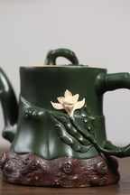 蒋艺华大师·重器传承·紫砂七老花器泰斗蒋蓉·唯一传人佳作【玉兰套组壶】原矿极品本山绿泥·420cc