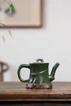蒋艺华大师·重器传承·紫砂七老花器泰斗蒋蓉·唯一传人佳作【玉兰套组壶】原矿极品本山绿泥·420cc
