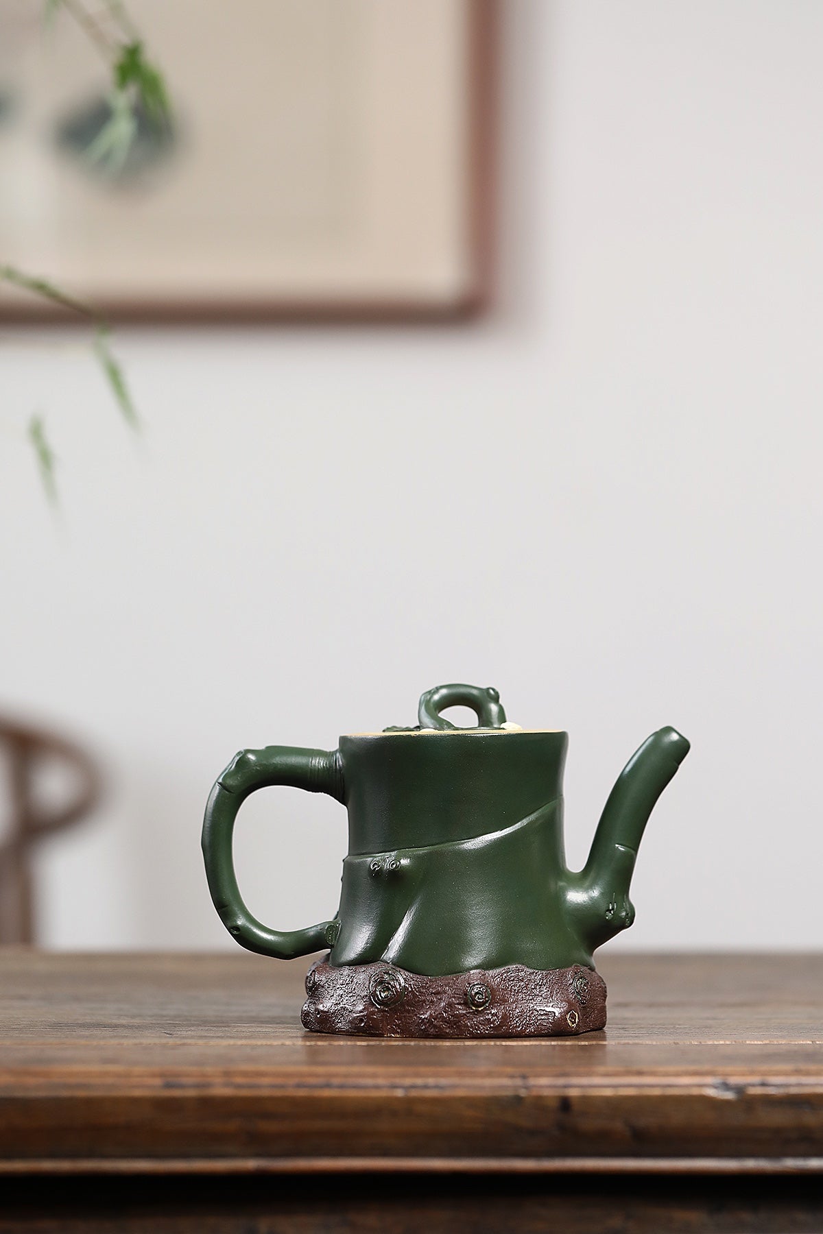 蒋艺华大师·重器传承·紫砂七老花器泰斗蒋蓉·唯一传人佳作【玉兰套组壶】原矿极品本山绿泥·420cc