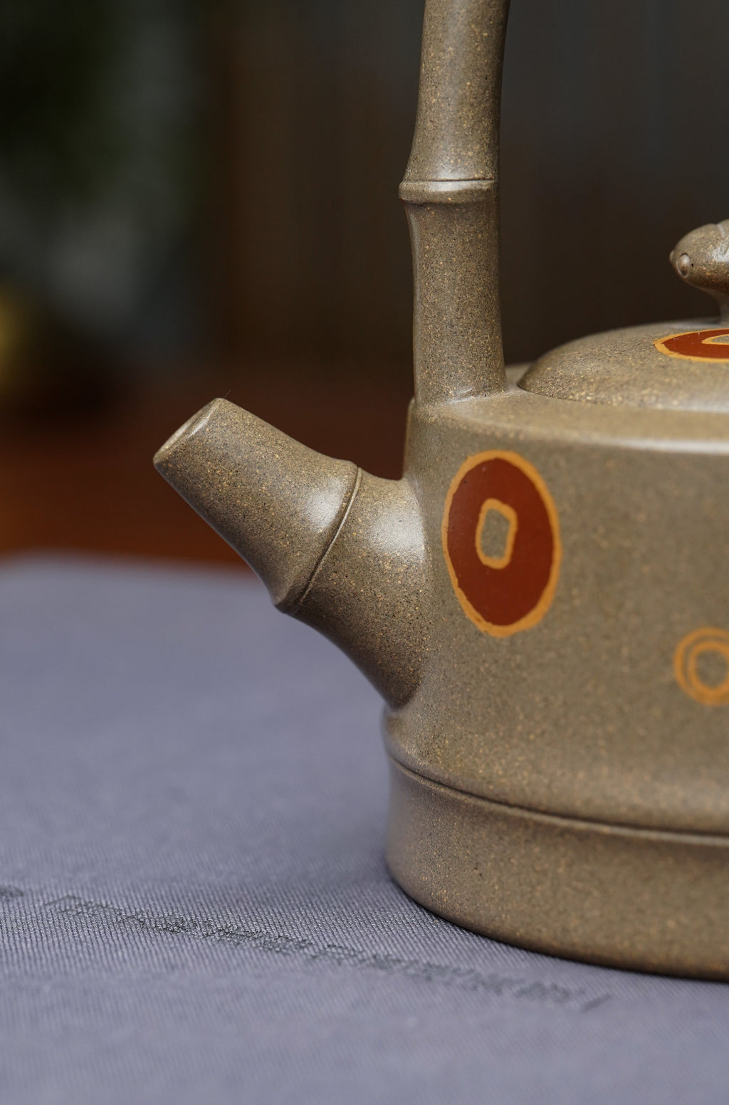 范泽锋高徒·省大师邱爽紫砂潜力重器【节节高升提梁壶】原矿优质蟹壳青段泥·180cc