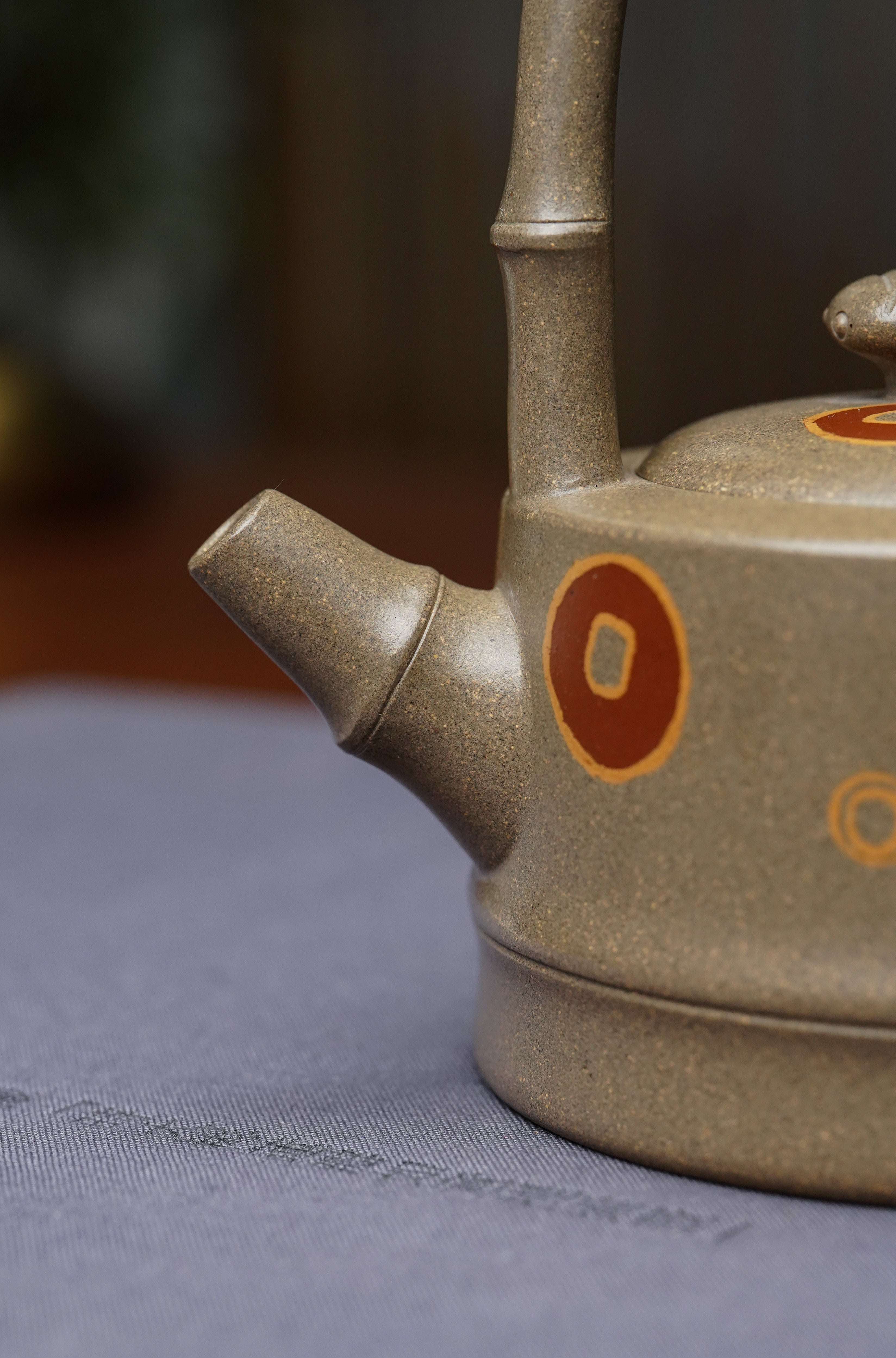 范泽锋高徒·省大师邱爽紫砂潜力重器【节节高升提梁壶】原矿优质蟹壳青段泥·180cc