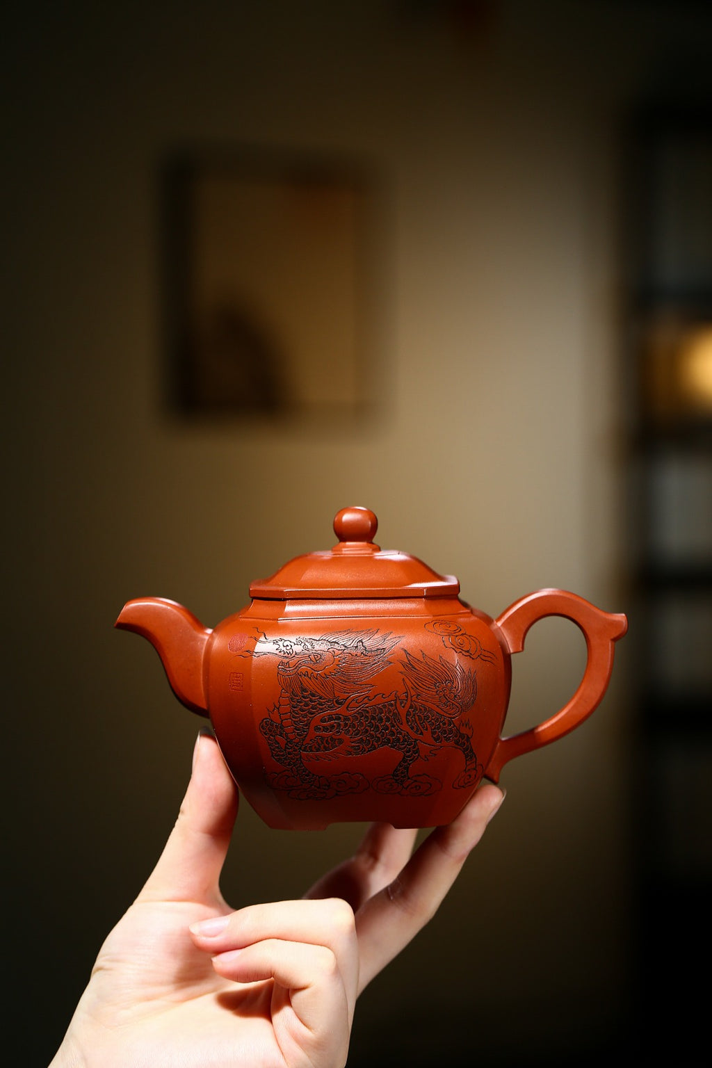 珍藏送礼级紫砂重器｜高级工艺美术师·许时娟 亲制【泽福八方壶】原矿优质红清水 340cc