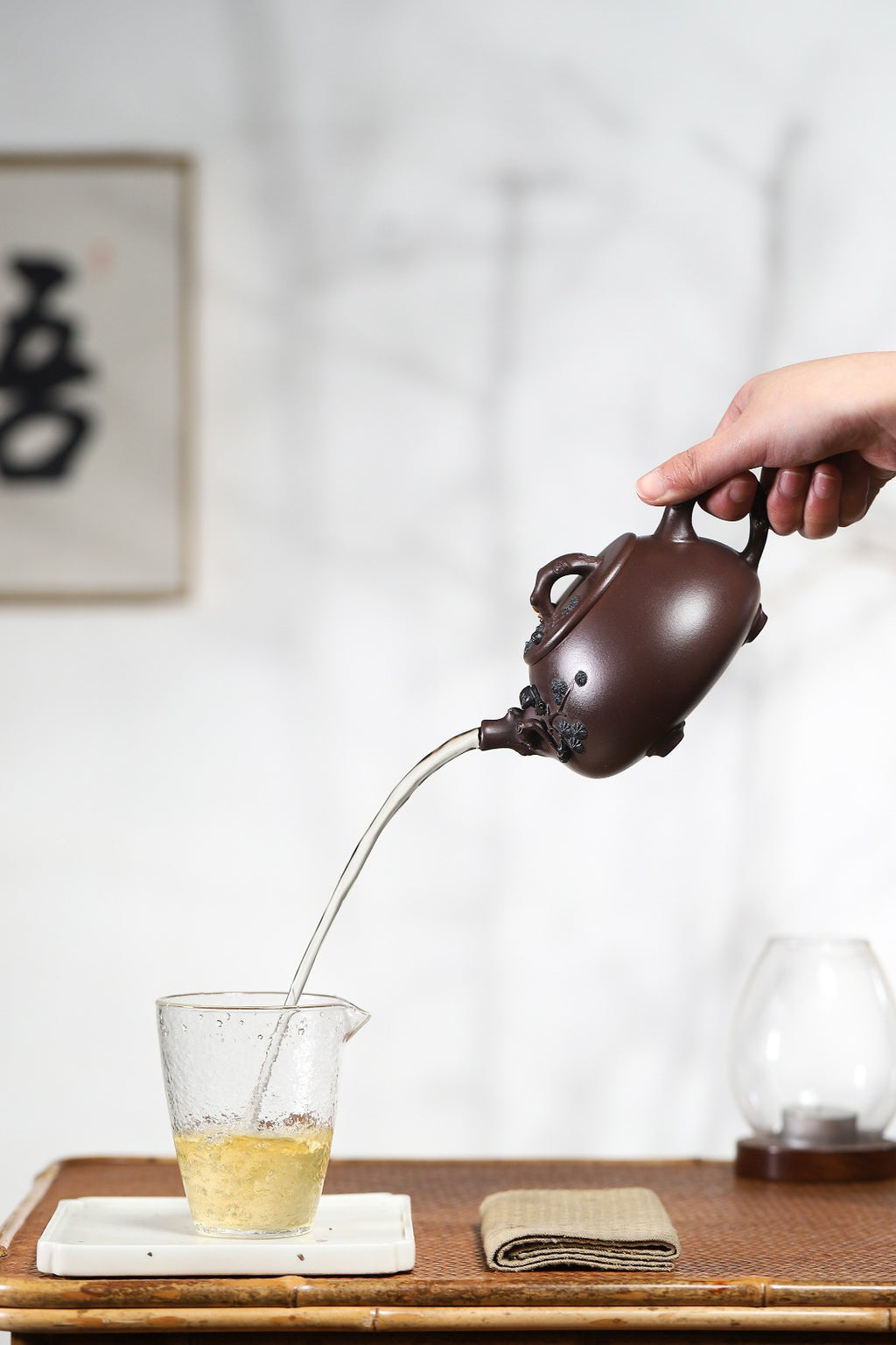 珍藏送礼级紫砂重器｜高级工艺美术师·许时娟 亲制【松趣石瓢壶】原矿优质老紫泥 370cc