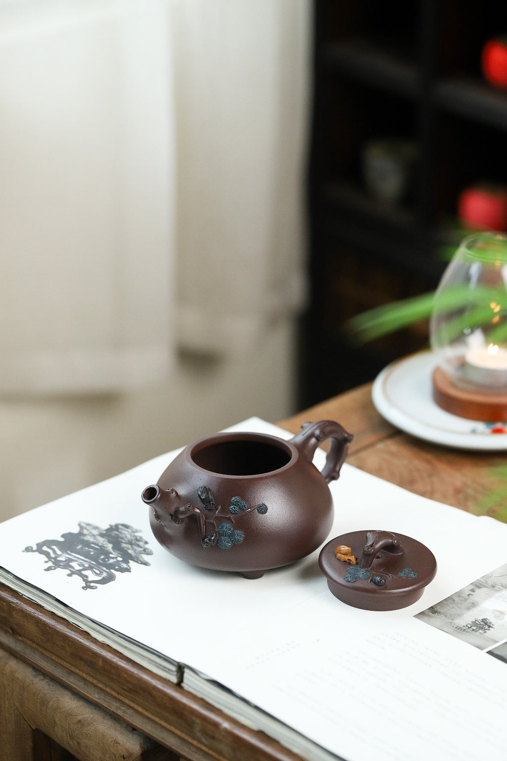 珍藏送礼级紫砂重器｜高级工艺美术师·许时娟 亲制【松趣石瓢壶】原矿优质老紫泥 370cc