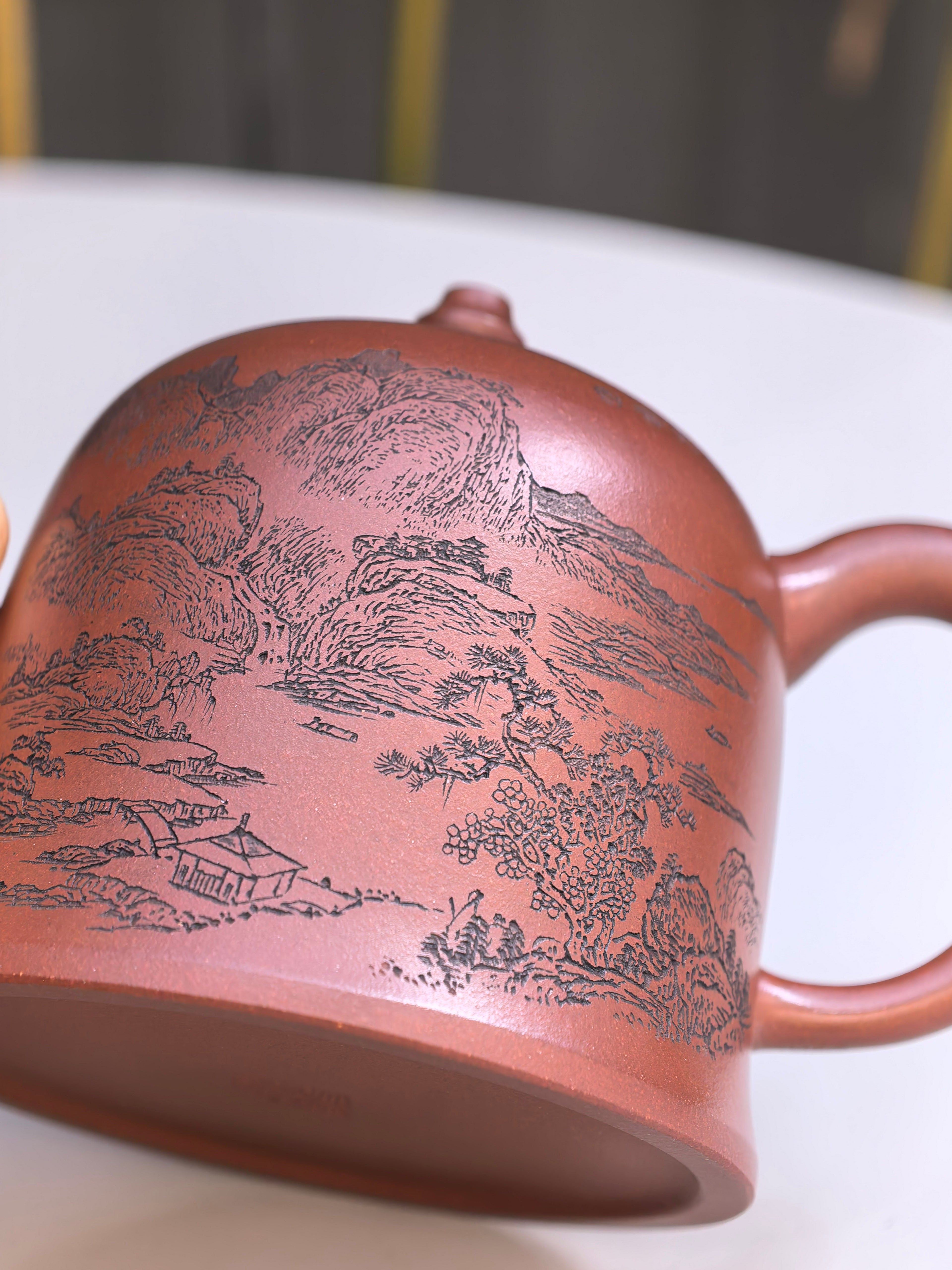 新品❤️实拍，宏林山水·冠绝紫砂｜陈宏林大师传世巅峰臻品【观心承福壶】原矿极品底槽清·480cc