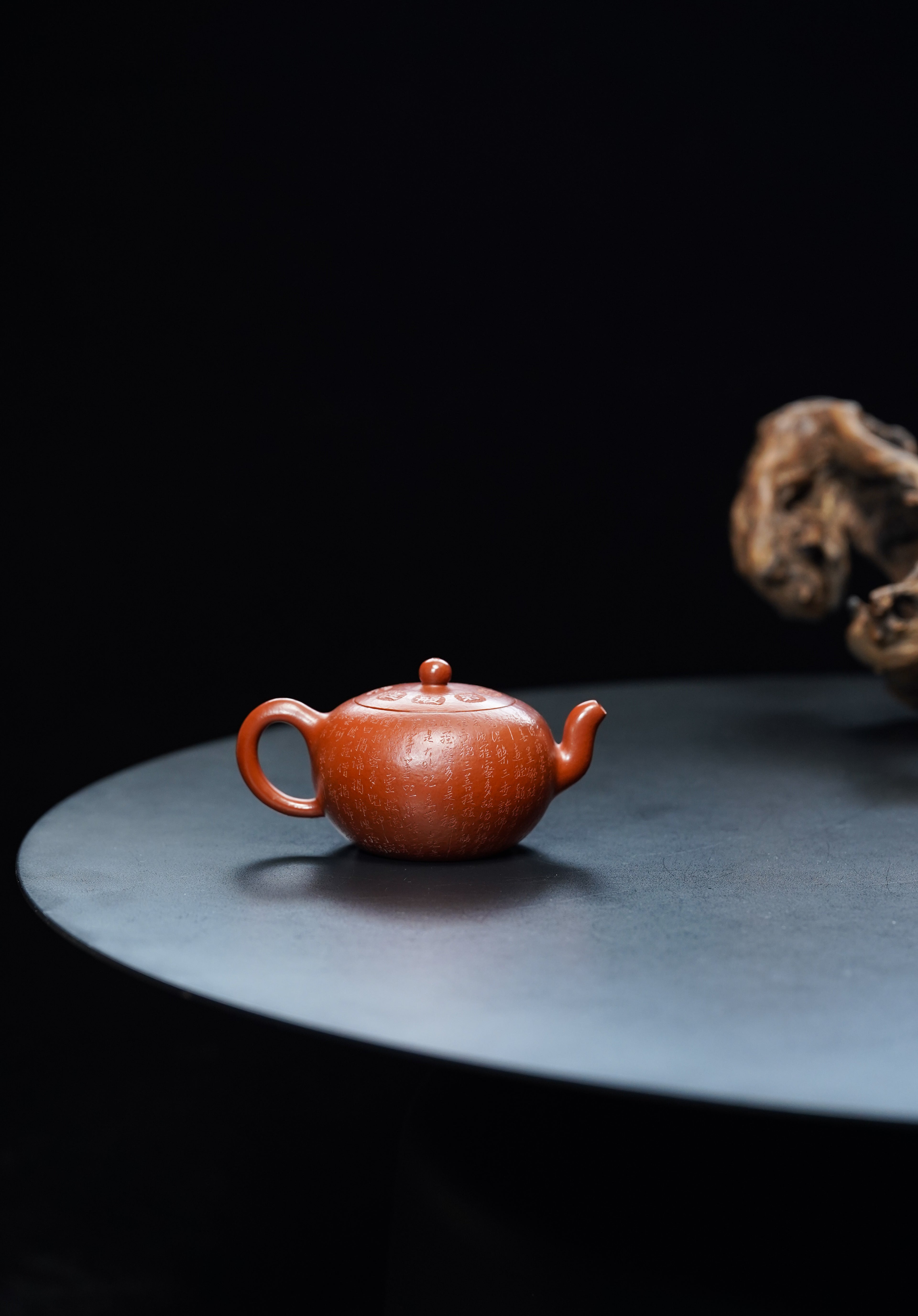 禅意心经·一器传世｜郑求标大师心经至尊藏品·双心经《一粒珠壶》原矿极品粗砂朱泥·200cc