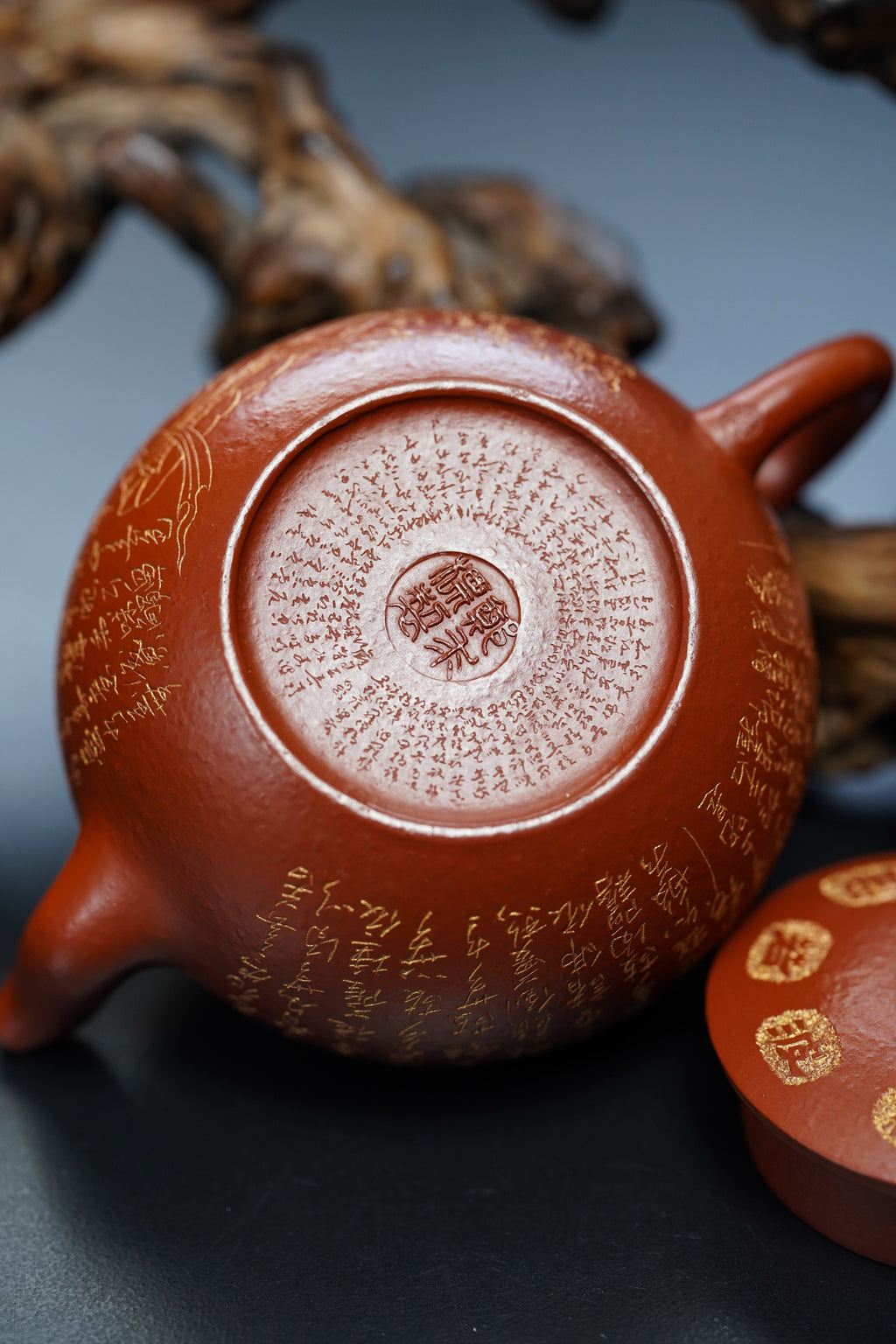 禅意心经·一器传世｜郑求标大师心经至尊藏品·双心经《一粒珠壶》原矿极品粗砂朱泥·200cc