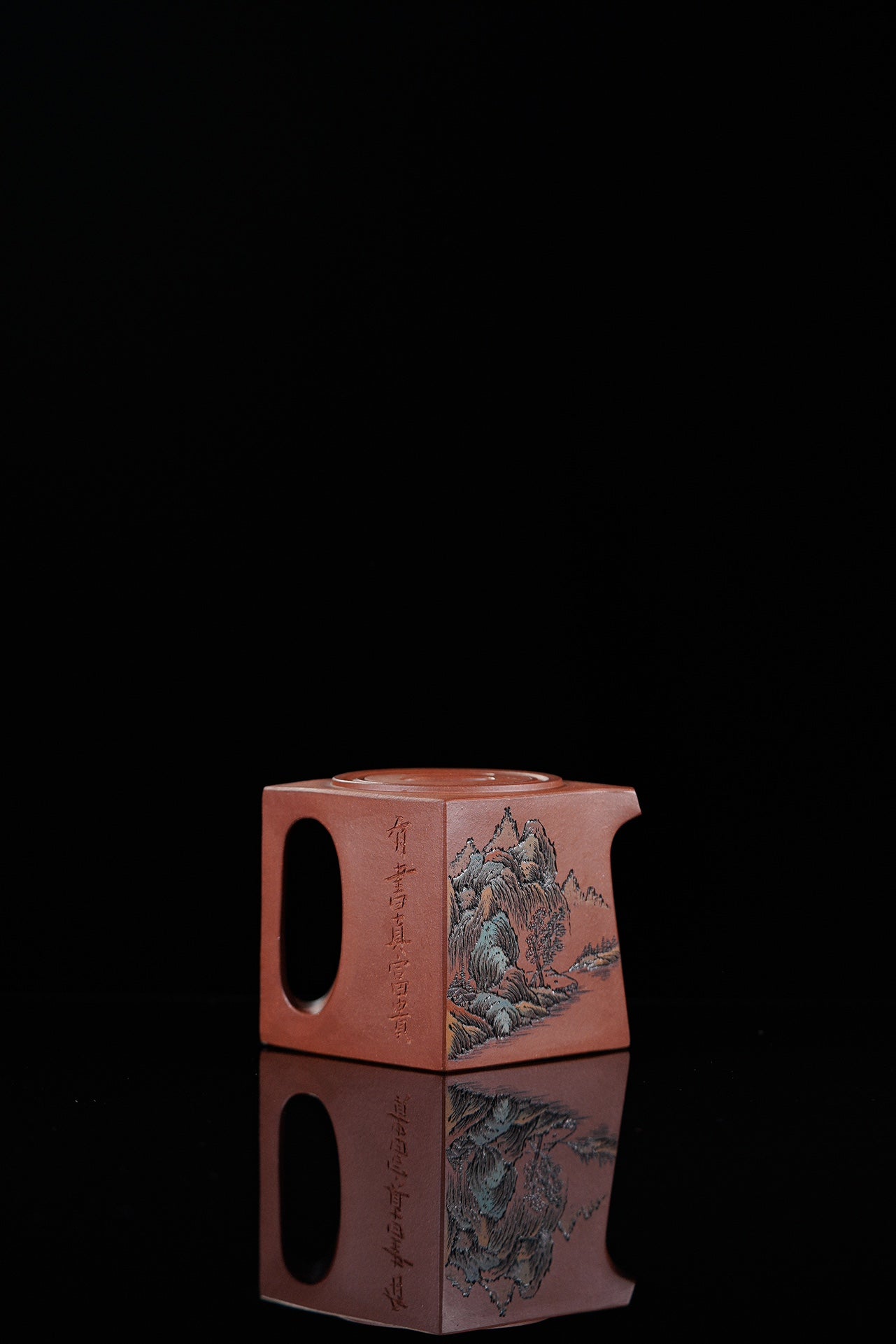 江山入壶·彩刻之巅李峰大师恭王府馆藏臻品《阳羡四方壶》原矿极品底槽清·350cc