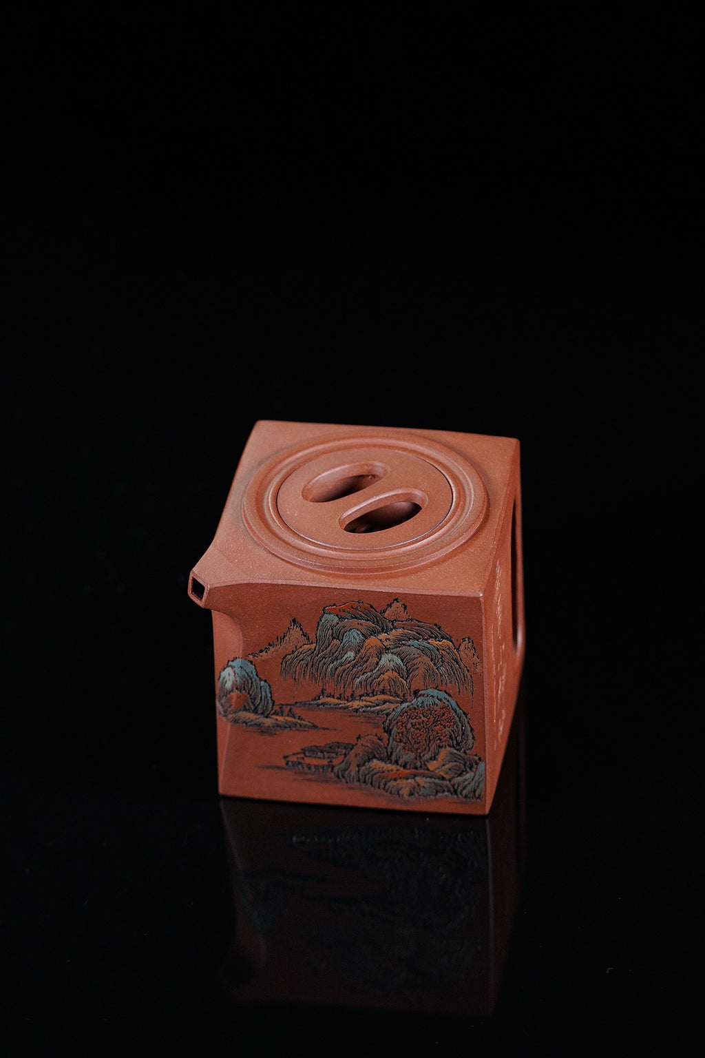 江山入壶·彩刻之巅李峰大师恭王府馆藏臻品《阳羡四方壶》原矿极品底槽清·350cc