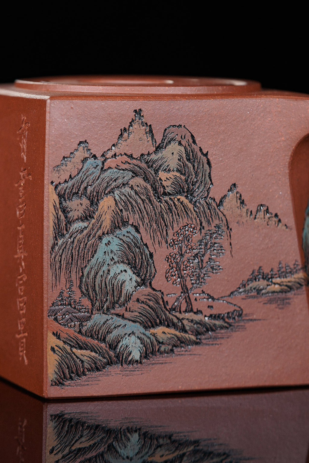 江山入壶·彩刻之巅李峰大师恭王府馆藏臻品《阳羡四方壶》原矿极品底槽清·350cc
