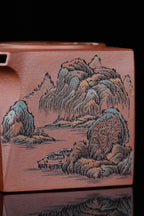 江山入壶·彩刻之巅李峰大师恭王府馆藏臻品《阳羡四方壶》原矿极品底槽清·350cc