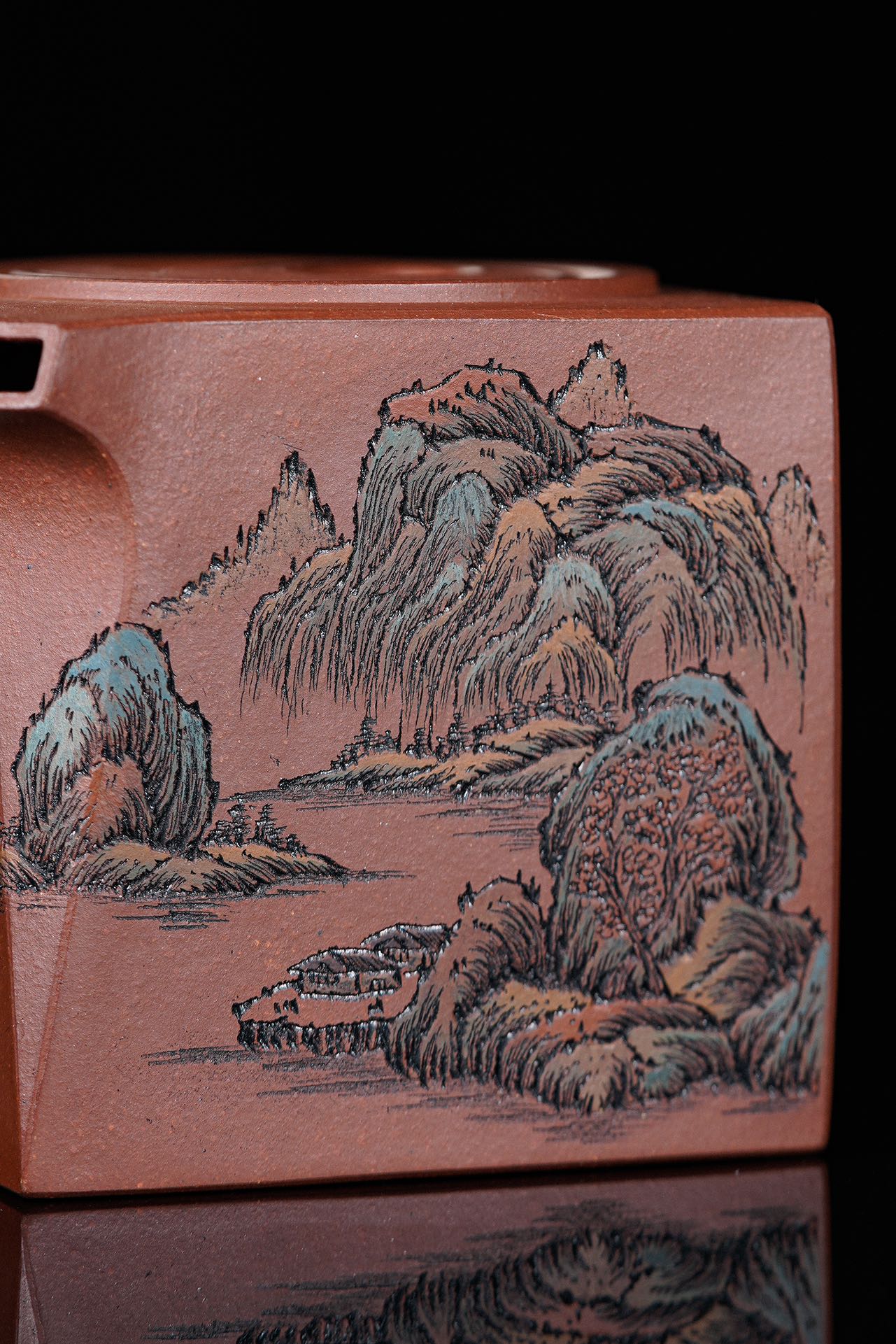 江山入壶·彩刻之巅李峰大师恭王府馆藏臻品《阳羡四方壶》原矿极品底槽清·350cc