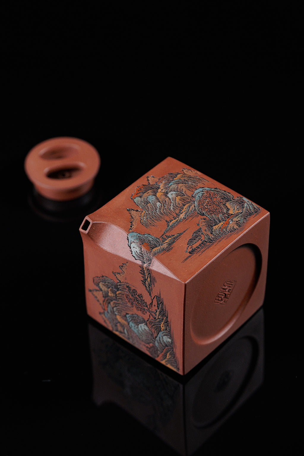 江山入壶·彩刻之巅李峰大师恭王府馆藏臻品《阳羡四方壶》原矿极品底槽清·350cc