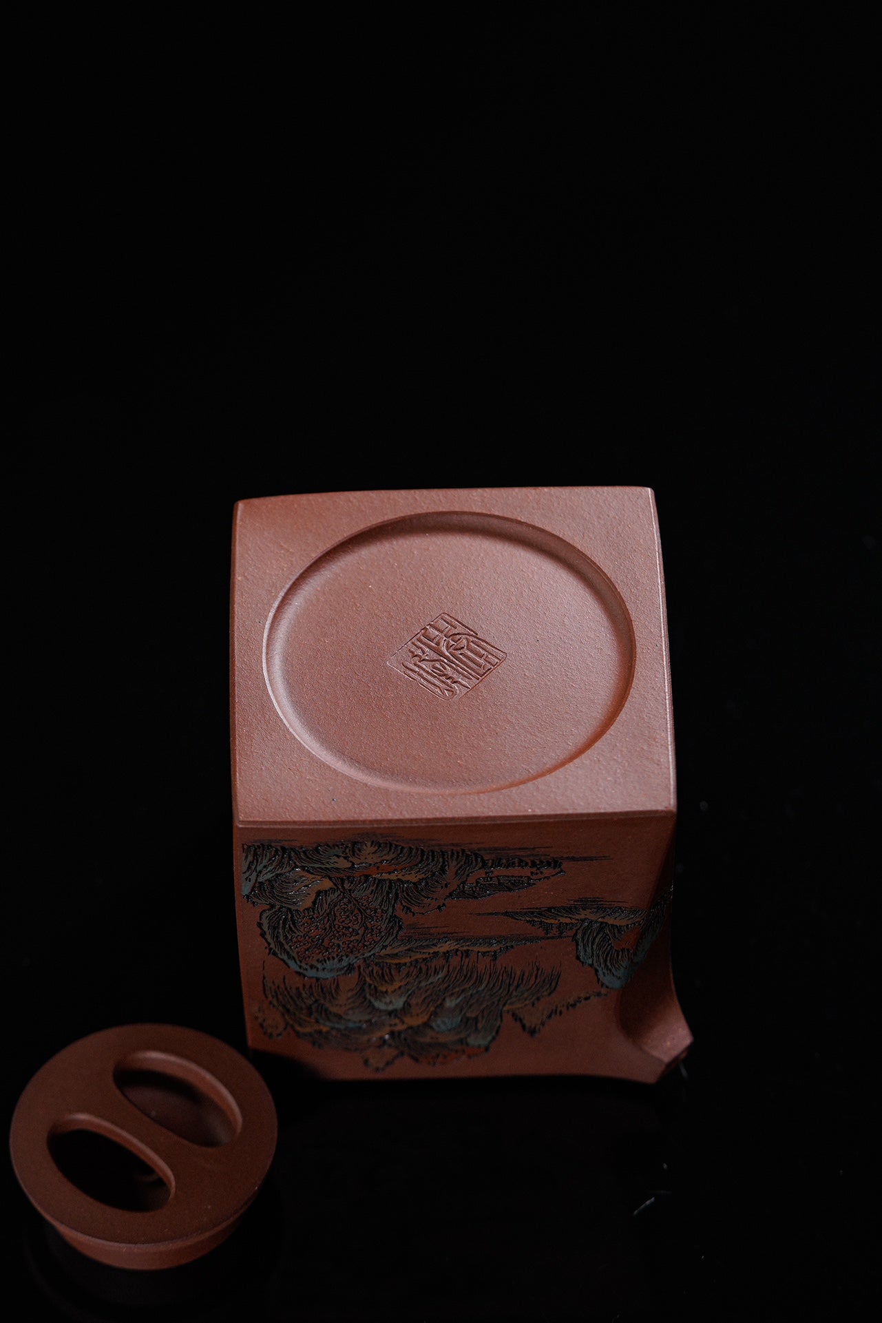 江山入壶·彩刻之巅李峰大师恭王府馆藏臻品《阳羡四方壶》原矿极品底槽清·350cc
