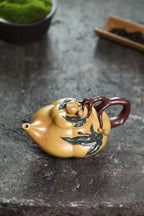 紫砂非遗花器泰斗·蒋蓉唯一嫡传｜蒋艺华亲制臻品【上合桃壶】原矿极品黄金段泥·260cc