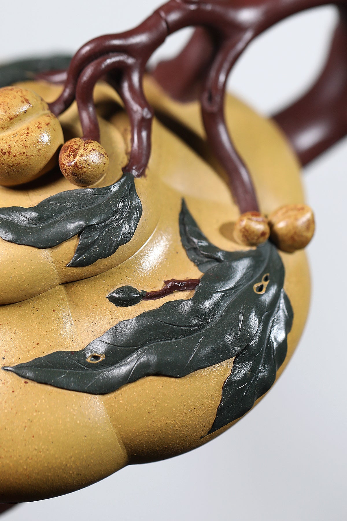 紫砂非遗花器泰斗·蒋蓉唯一嫡传｜蒋艺华亲制臻品【上合桃壶】原矿极品黄金段泥·260cc