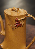 紫砂非遗花器泰斗·蒋蓉唯一嫡传｜蒋艺华亲制臻品【紫气东来壶】原矿极品黄金段·160cc