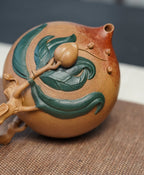 紫砂非遗花器泰斗·蒋蓉唯一嫡传｜蒋艺华亲制臻品【寿桃壶】原矿极品黄金段泥·350cc