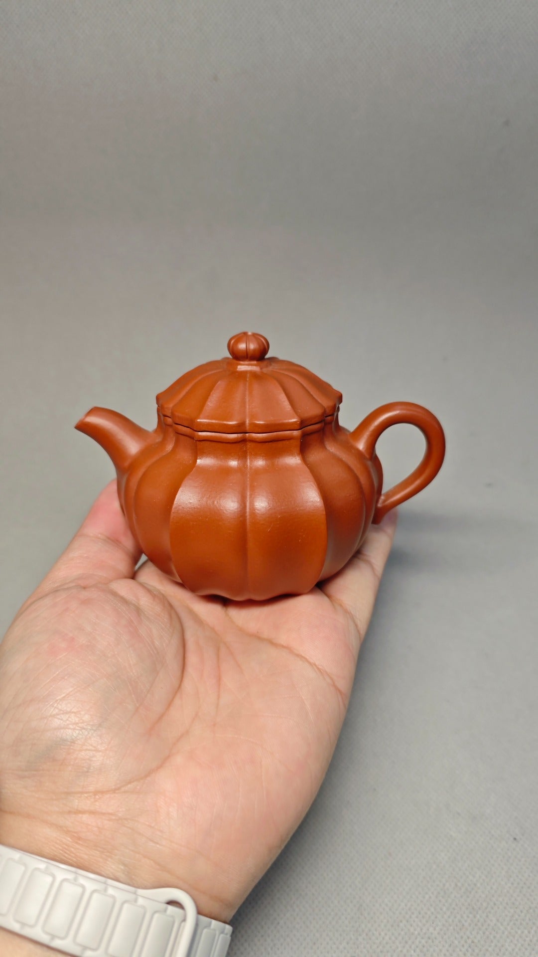 精工筋纹器 口盖不漏水 【筋纹君德】 泥料：原矿朱泥 容量：180cc 孔数：内推球孔
