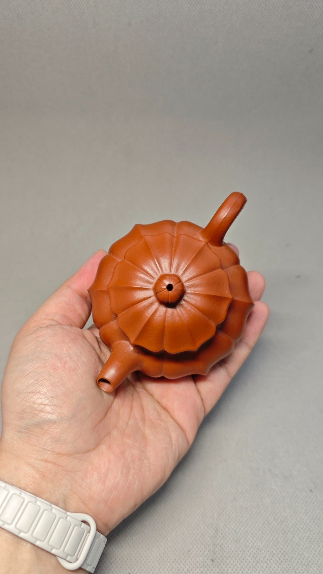 精工筋纹器 口盖不漏水 【筋纹君德】 泥料：原矿朱泥 容量：180cc 孔数：内推球孔