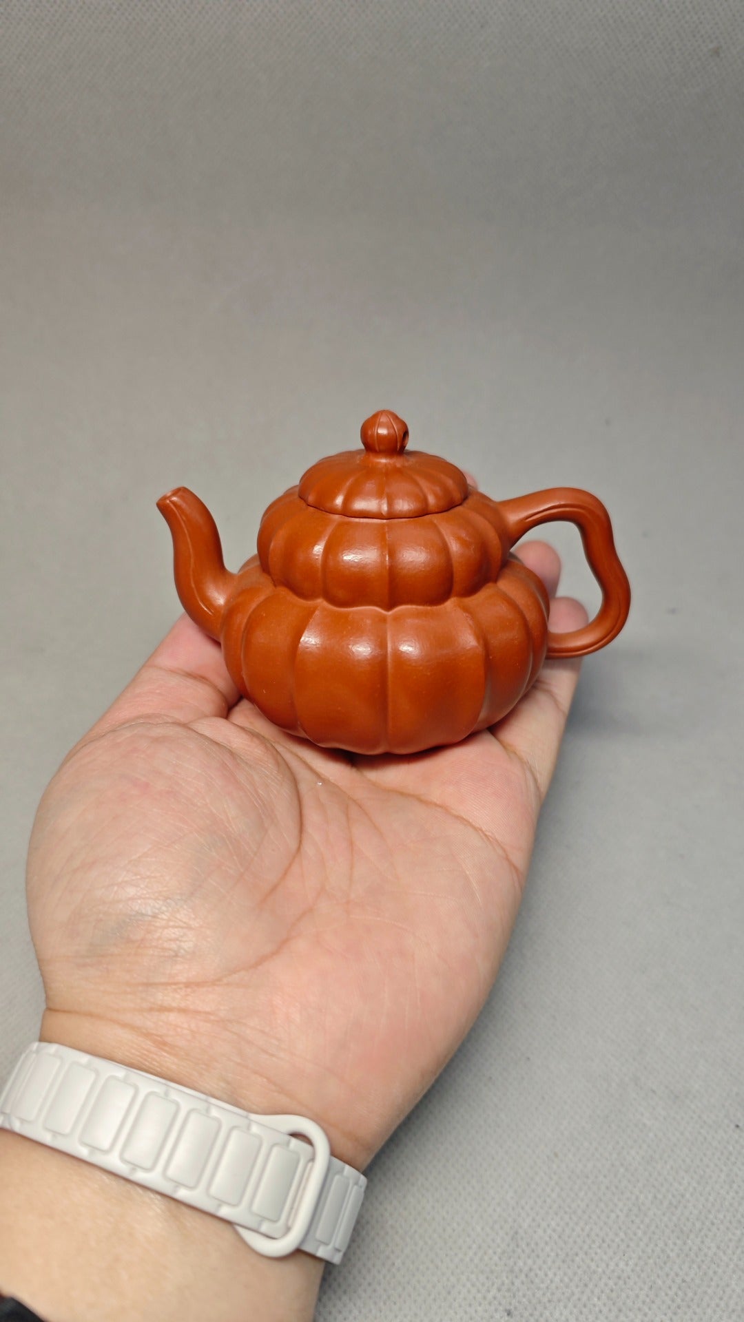 精工筋纹器 口盖不漏水 【筋纹葫芦】 泥料：原矿朱泥 容量：120cc 孔数：内推球孔