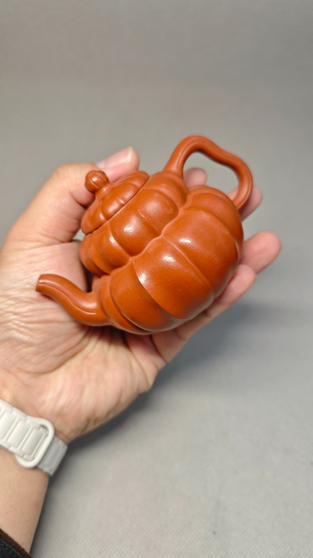 精工筋纹器 口盖不漏水 【筋纹葫芦】 泥料：原矿朱泥 容量：120cc 孔数：内推球孔