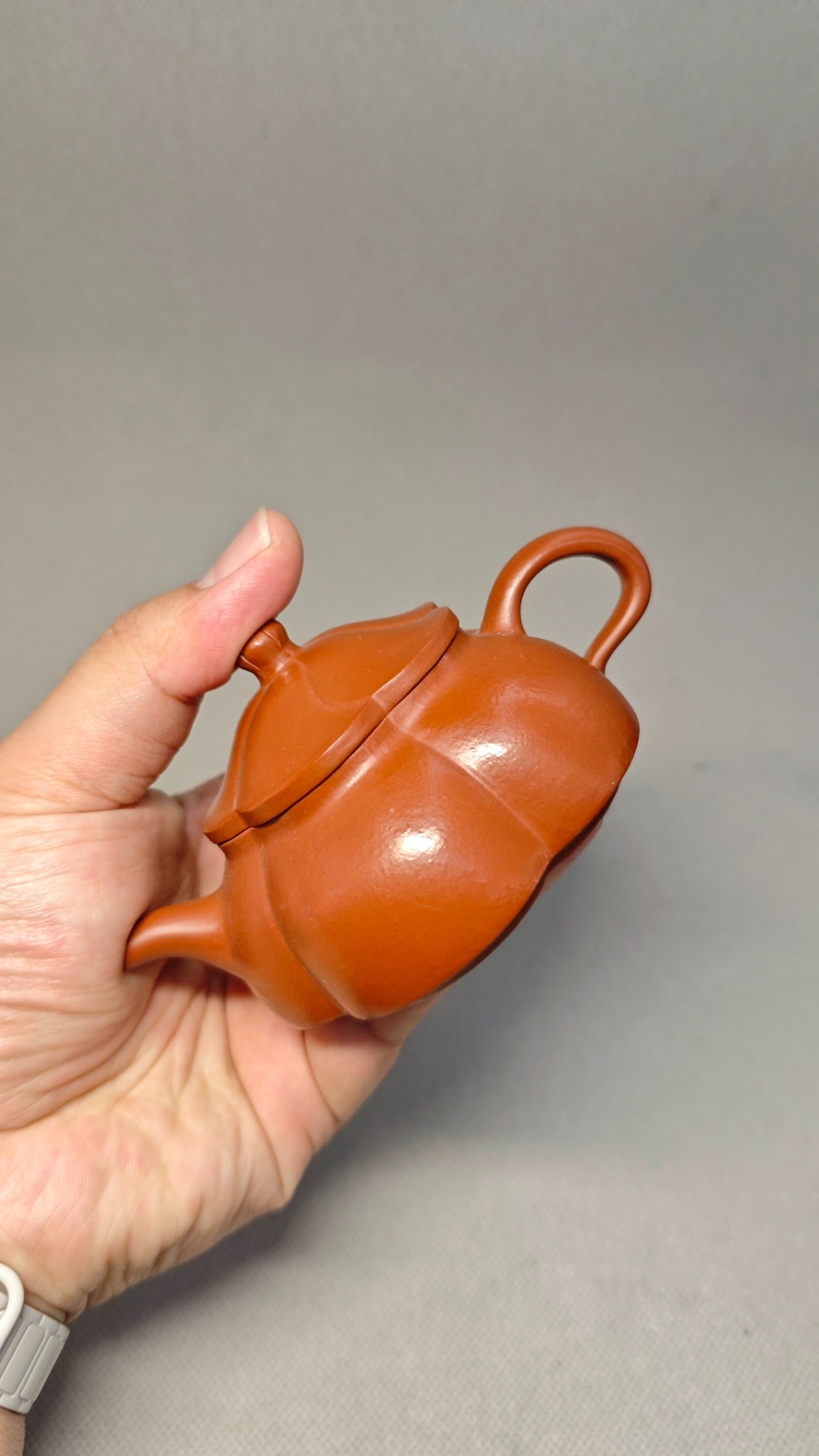 精工筋纹器 口盖不漏水 【筋纹合菱】 泥料：原矿朱泥 容量：100cc  孔数：7孔