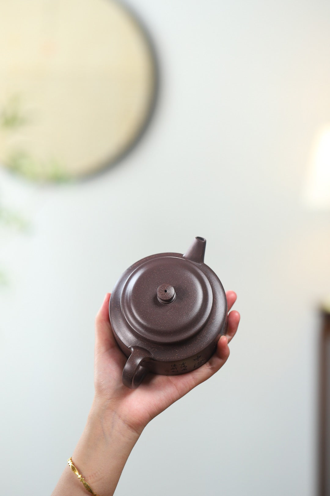珍藏送礼级紫砂重器｜高级工艺美术师·许时娟 亲制【扁德钟壶】原矿天青泥 330cc - ZishaTeapotChina