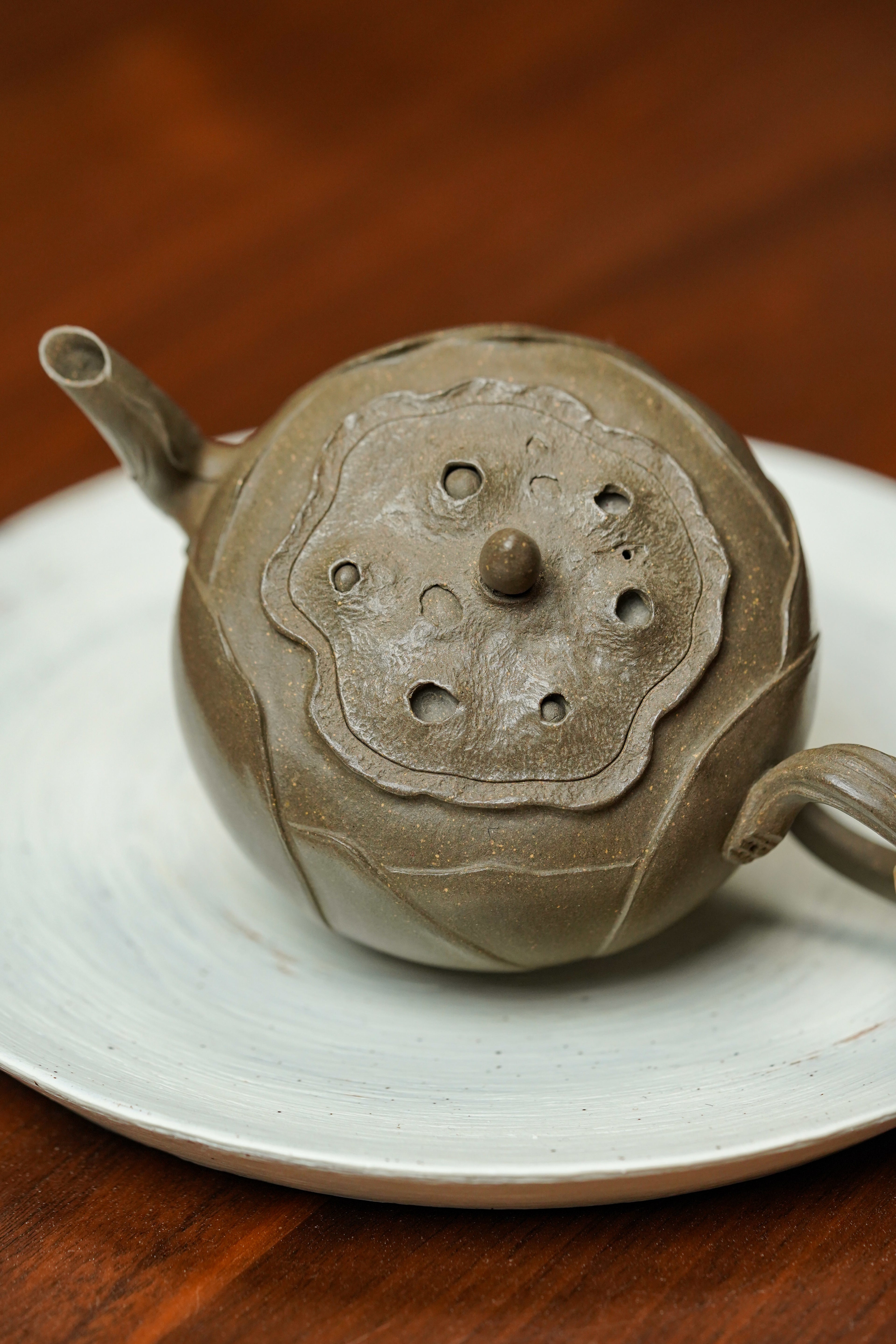 紫砂非遗花器泰斗·蒋蓉唯一嫡传｜蒋艺华亲制臻品【连连高升壶】原矿极品蟹壳青段·200cc