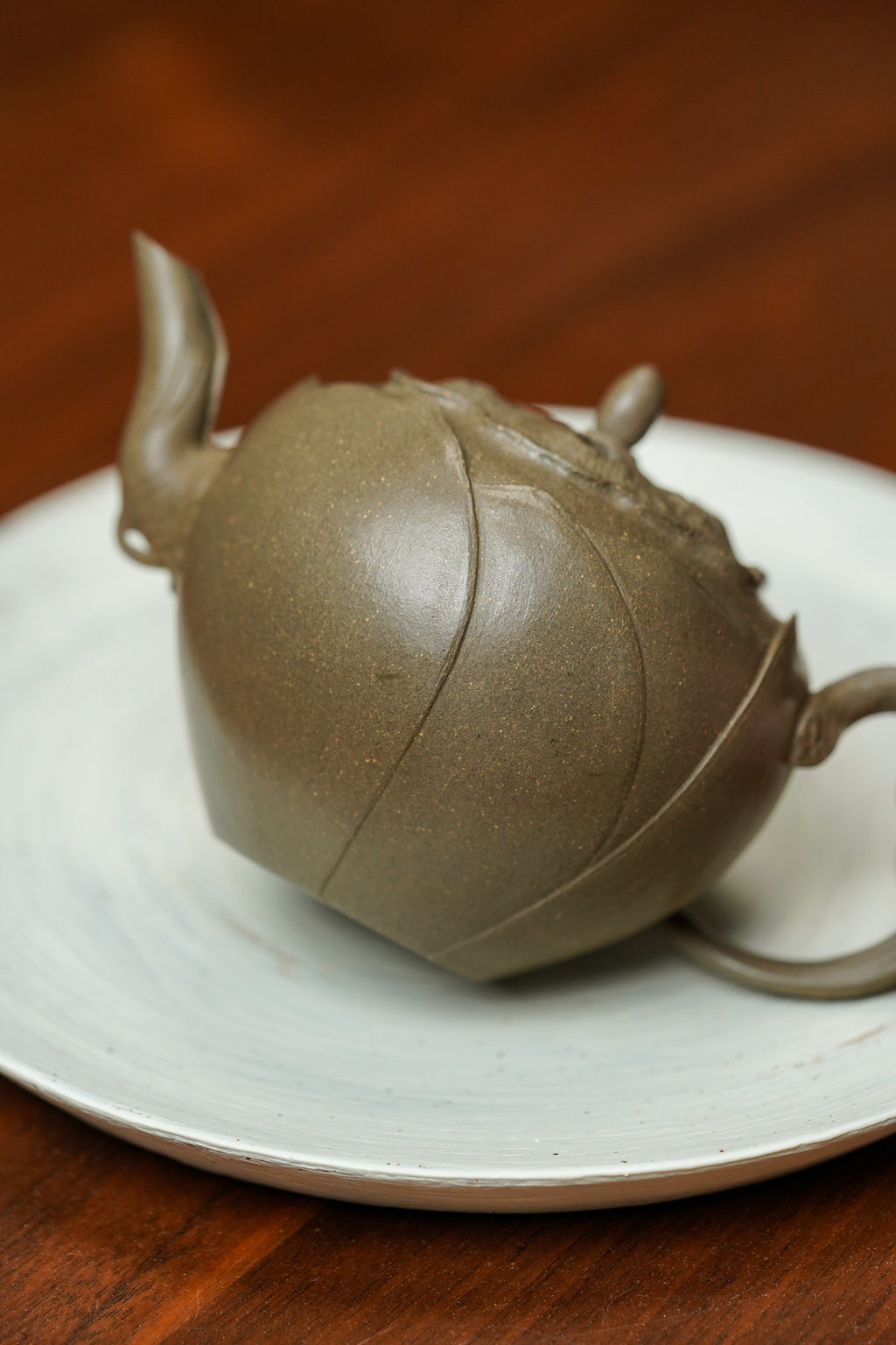 紫砂非遗花器泰斗·蒋蓉唯一嫡传｜蒋艺华亲制臻品【连连高升壶】原矿极品蟹壳青段·200cc