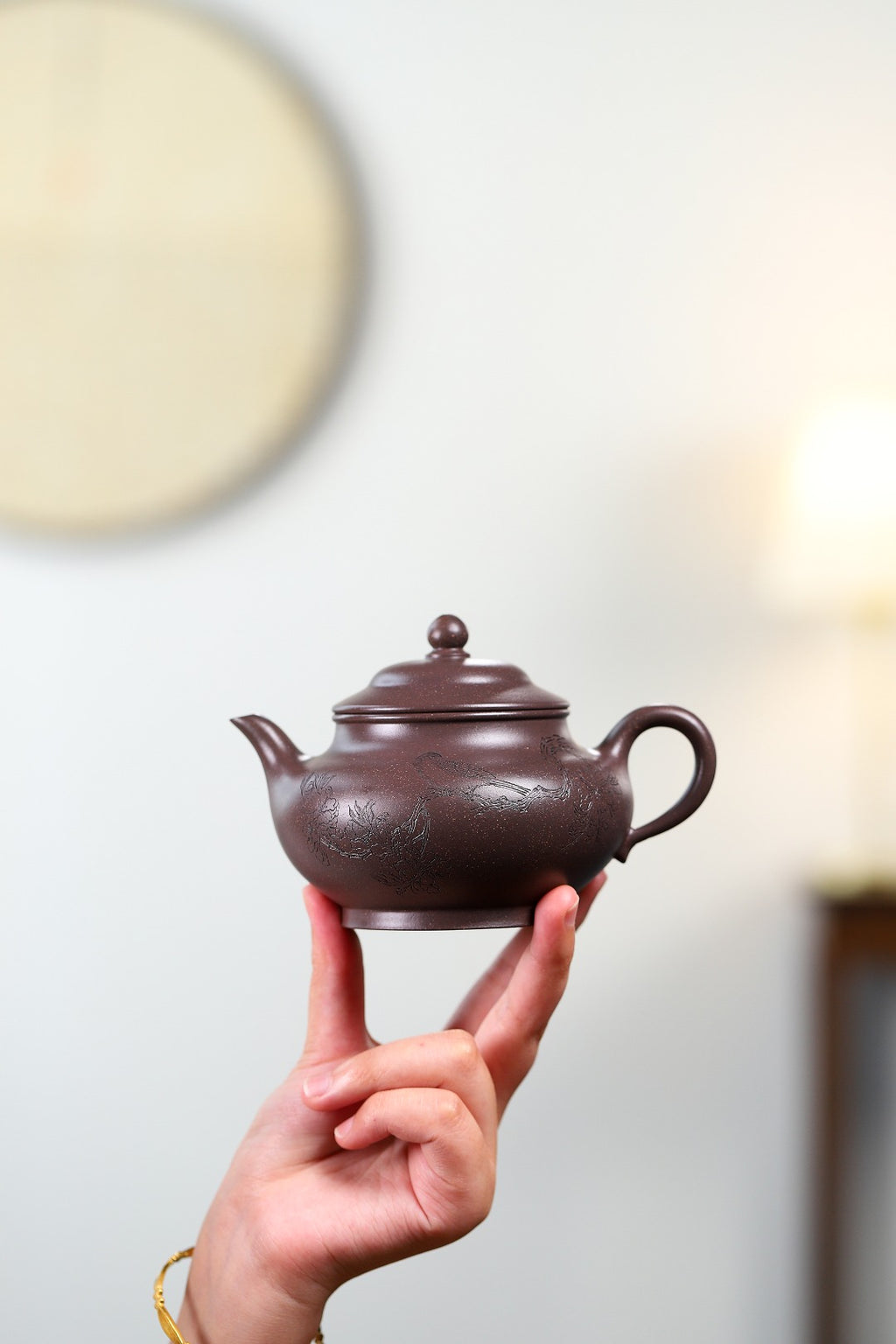 珍藏送礼级紫砂重器｜高级工艺美术师·许时娟 亲制【鸟语花香壶】原矿天青泥· 300cc