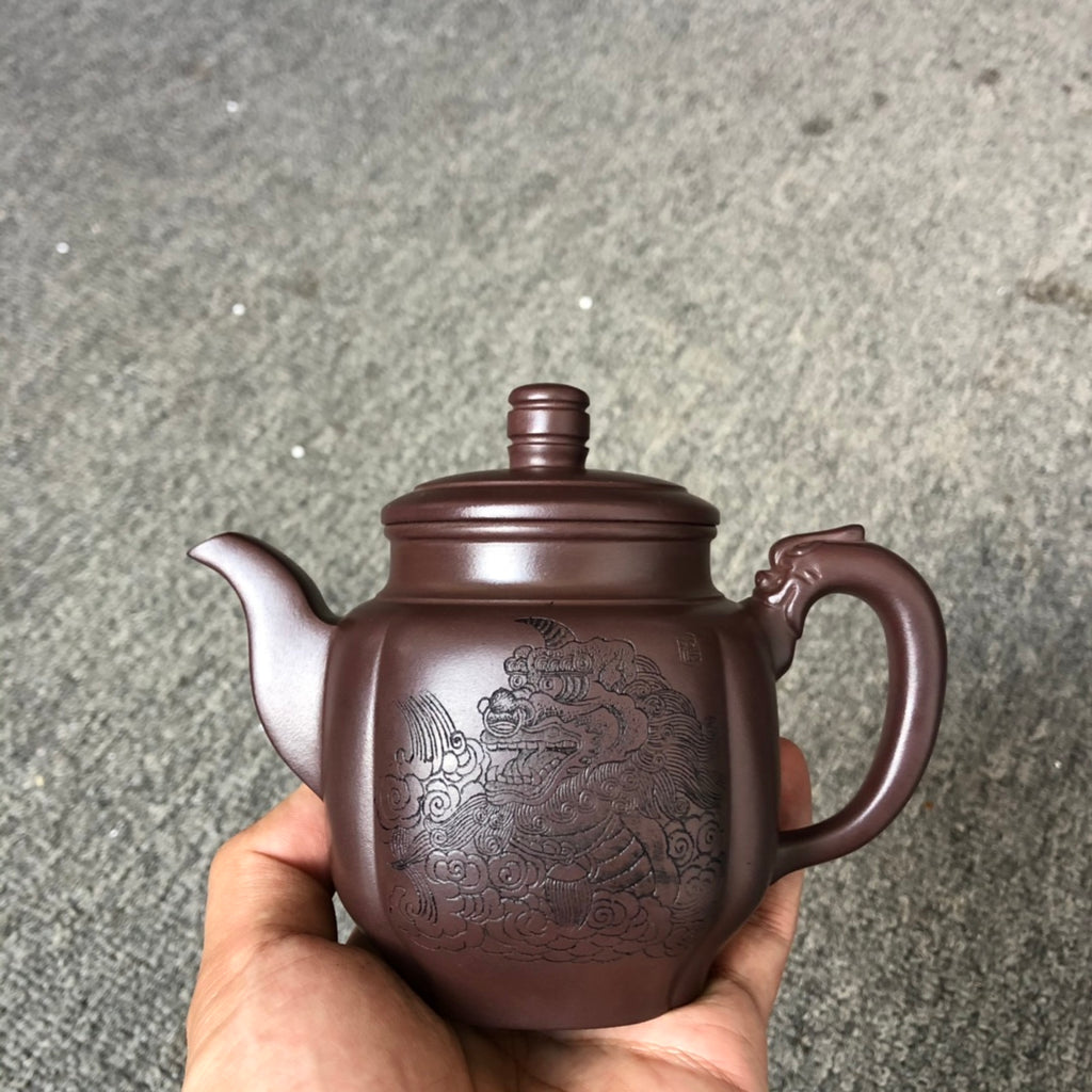 珍藏送礼级紫砂重器｜高级工艺美术师·许时娟 亲制【瑞气盈门壶】原矿优质老紫泥· 300cc