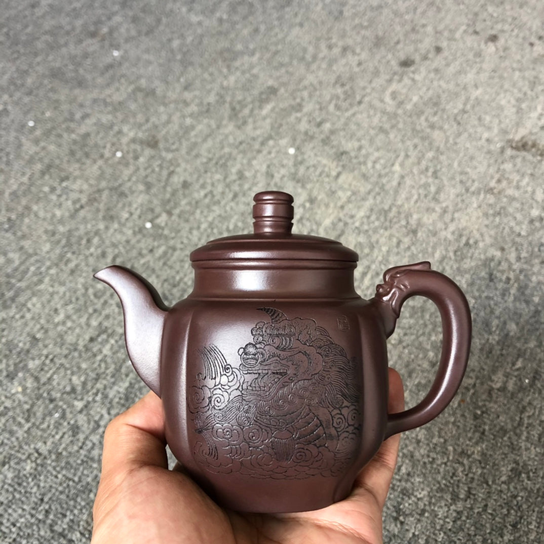 珍藏送礼级紫砂重器｜高级工艺美术师·许时娟 亲制【瑞气盈门壶】原矿优质老紫泥· 300cc